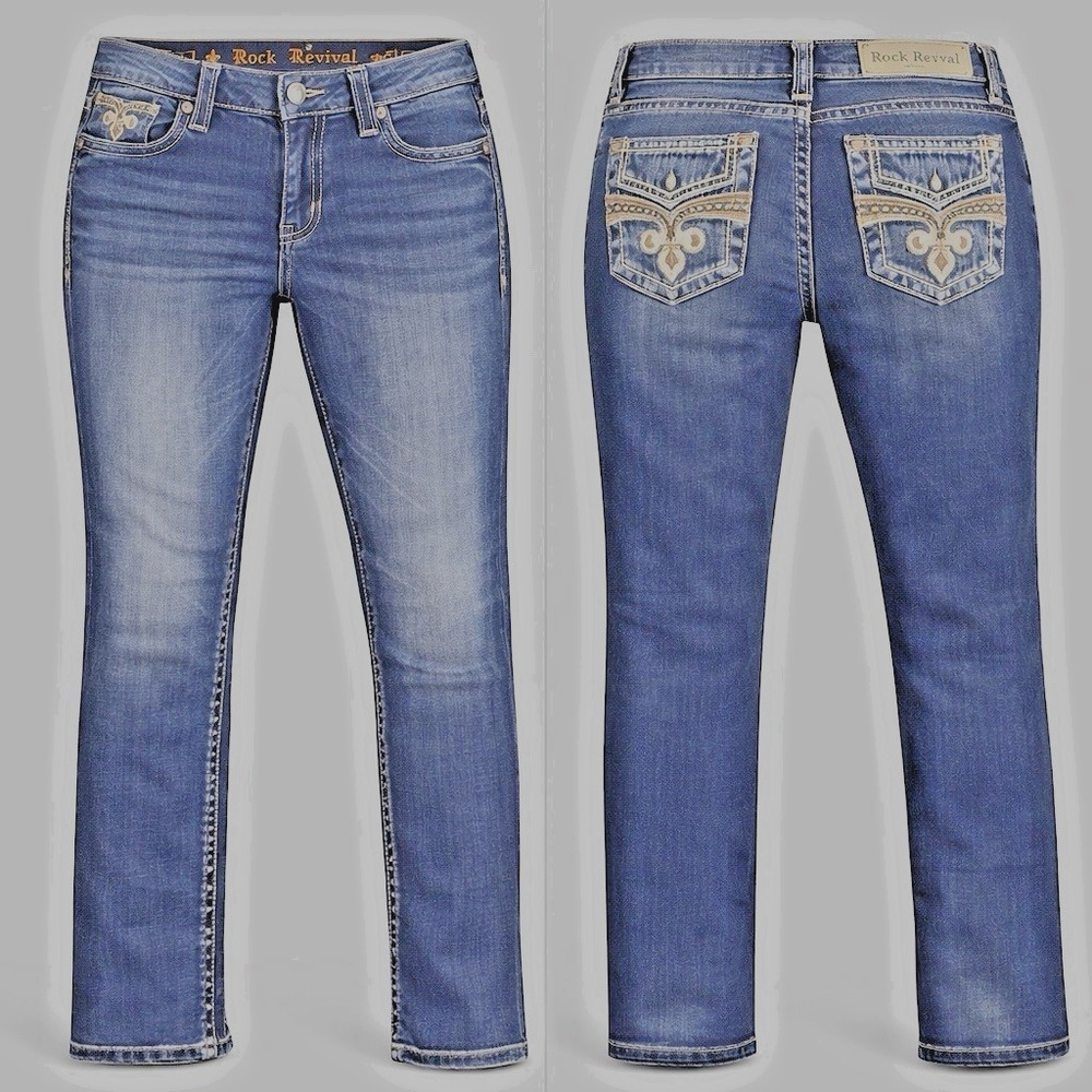 Rock Revival Kerra Easy Skinny Stretch Jean WOMEN 32x29 WHISKERING THICK STITCH - Picture 2 of 9